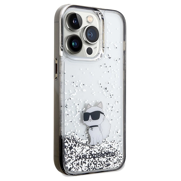 Etui Karl Lagerfeld Liquid Glitter Choupette na iPhone 14 Pro Max - przezroczyste