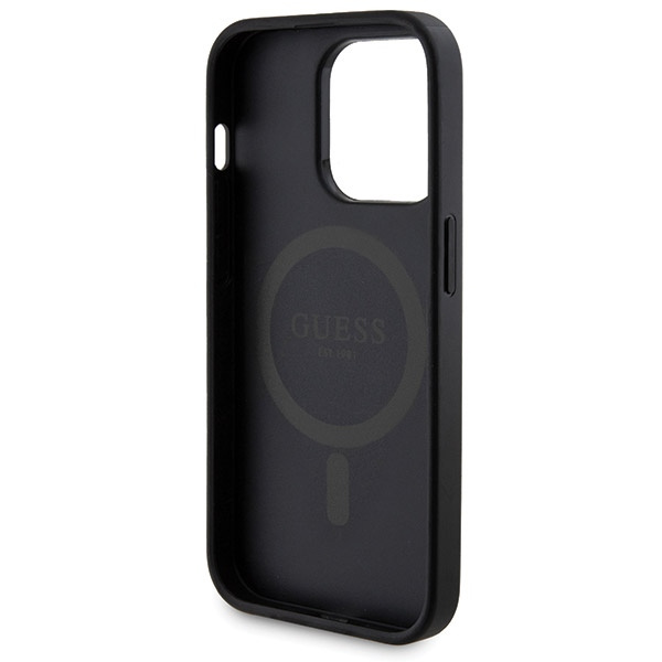 Zestaw Guess GUBPM5P14X4GEMGK iPhone14 Pro Max 6.7" hardcase + Powerbank 5000mAh MagSafe czarny/black 4G Metal Logo