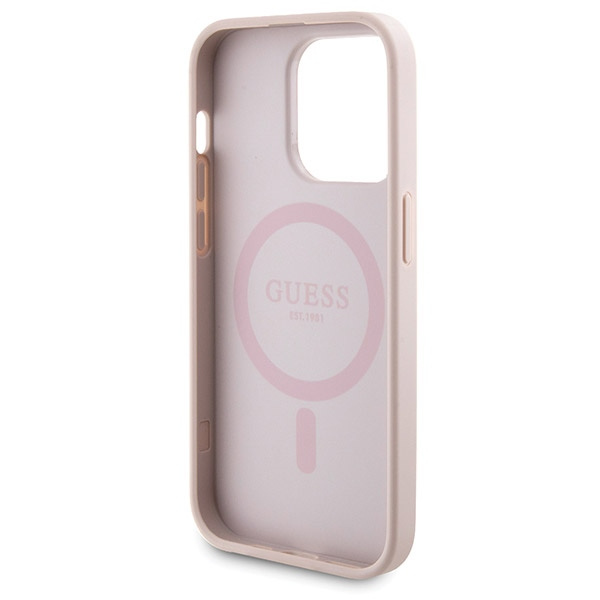 Zestaw Guess GUBPM5P15L4GEMGP iPhone15 Pro 6.1" hardcase + Powerbank 5000mAh MagSafe różowy/pink 4G Metal Logo