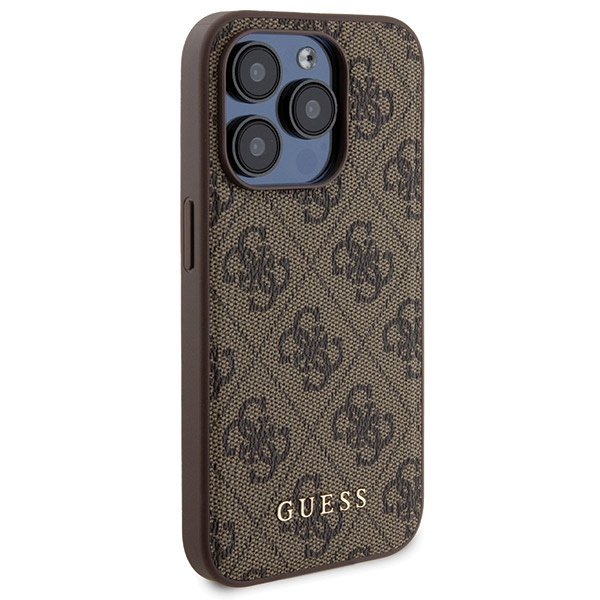 Zestaw Guess GUBPM5P15L4GEMGW iPhone15 Pro 6.1" hardcase + Powerbank 5000mAh MagSafe brązowy/brown 4G Metal Logo