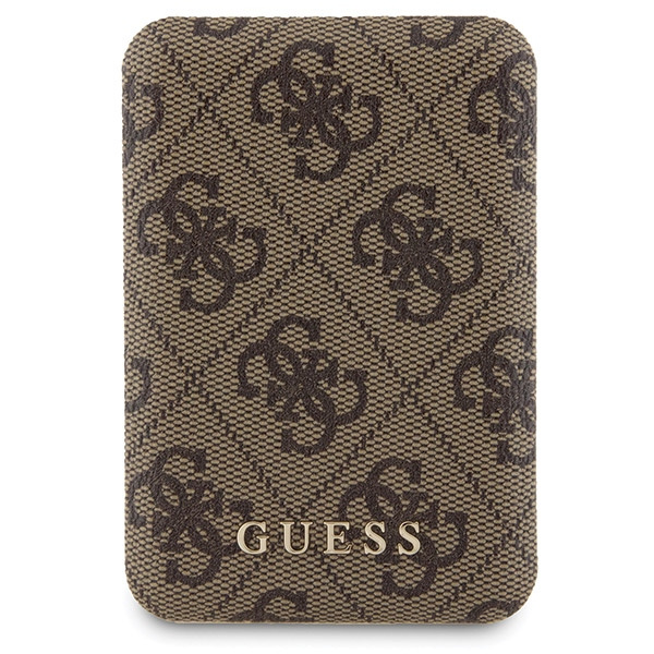 Zestaw Guess GUBPM5P15L4GEMGW iPhone15 Pro 6.1" hardcase + Powerbank 5000mAh MagSafe brązowy/brown 4G Metal Logo