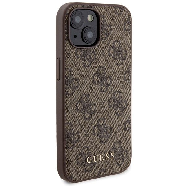 Zestaw Guess GUBPM5P15S4GEMGW iPhone15 6.1" hardcase + Powerbank 5000mAh MagSafe brązowy/brown 4G Metal Logo