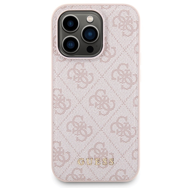 Zestaw Guess GUBPM5P15X4GEMGP iPhone15 Pro Max 6.7" hardcase + Powerbank 5000mAh MagSafe różowy/pink 4G Metal Logo