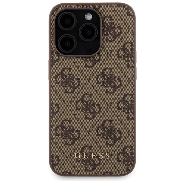 Zestaw Guess GUBPM5P15X4GEMGW iPhone15 Pro Max 6.7" hardcase + Powerbank 5000mAh MagSafe brązowy/brown 4G Metal Logo