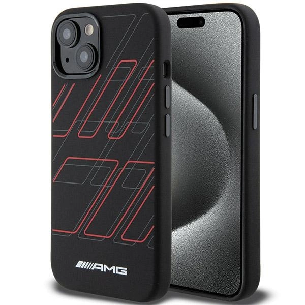 Etui AMG Silicone Large Rhombuses Pattern MagSafe na iPhone 15 / 14 / 13 - czarne