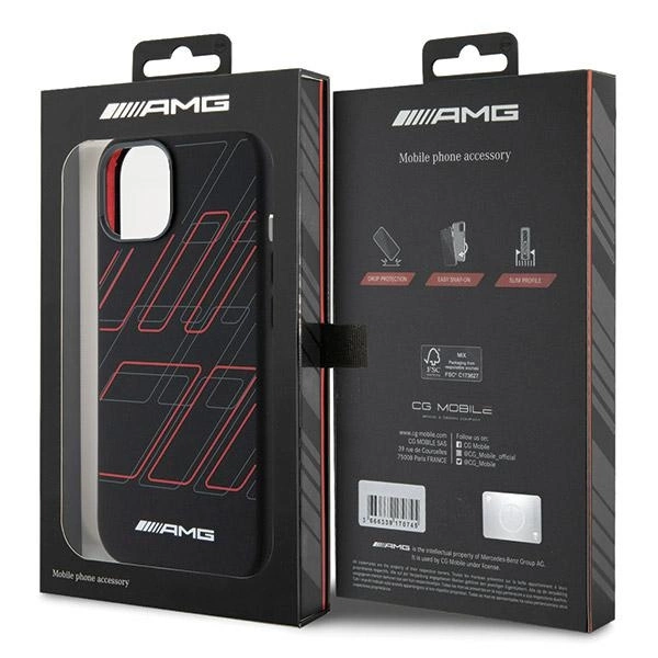 Etui AMG Silicone Large Rhombuses Pattern MagSafe na iPhone 15 / 14 / 13 - czarne