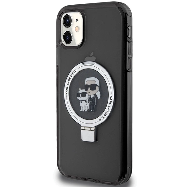 Etui Karl Lagerfeld Ring Stand Karl&Choupettte MagSafe na iPhone 11 / Xr - czarne
