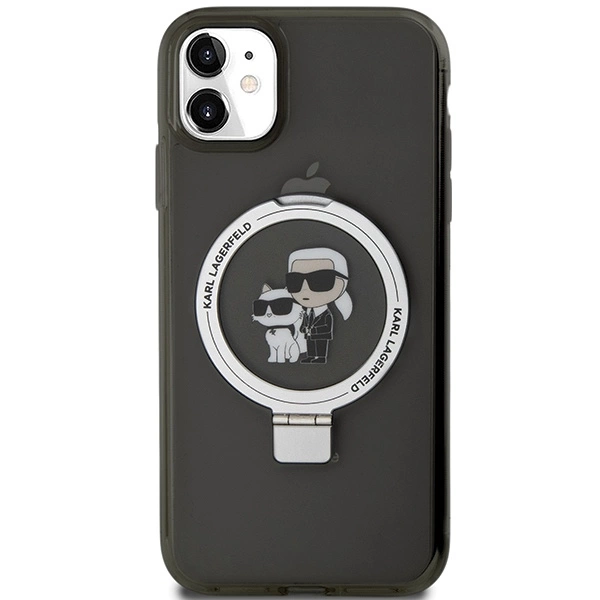 Etui Karl Lagerfeld Ring Stand Karl&Choupettte MagSafe na iPhone 11 / Xr - czarne