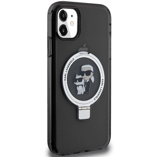 Etui Karl Lagerfeld Ring Stand Karl&Choupettte MagSafe na iPhone 11 / Xr - czarne