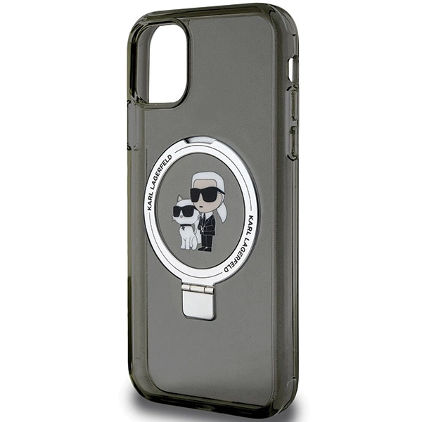 Etui Karl Lagerfeld Ring Stand Karl&Choupettte MagSafe na iPhone 11 / Xr - czarne