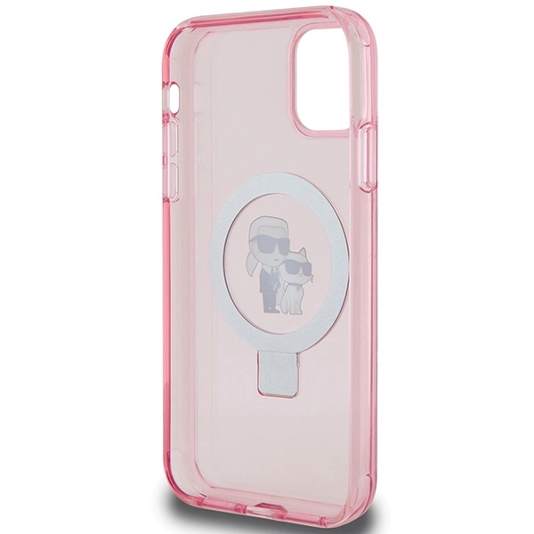 Etui Karl Lagerfeld Ring Stand Karl&Choupettte MagSafe na iPhone 11 / Xr - różowe