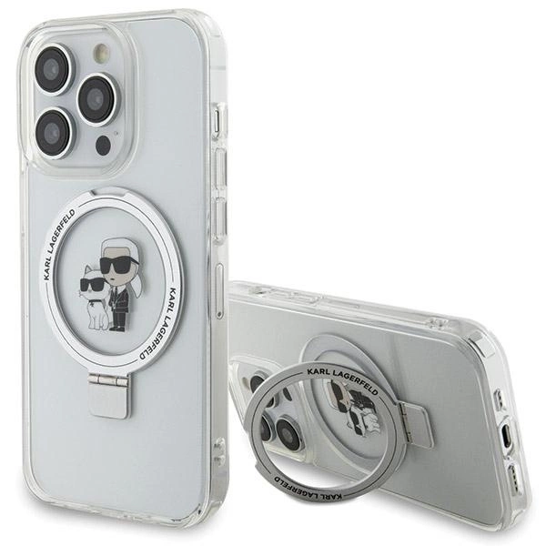 Etui Karl Lagerfeld Ring Stand Karl&Choupettte MagSafe na iPhone 13 Pro Max - białe
