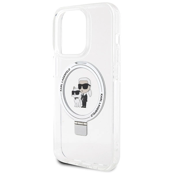 Etui Karl Lagerfeld Ring Stand Karl&Choupettte MagSafe na iPhone 13 Pro Max - białe