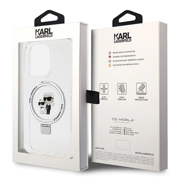 Etui Karl Lagerfeld Ring Stand Karl&Choupettte MagSafe na iPhone 13 Pro Max - białe