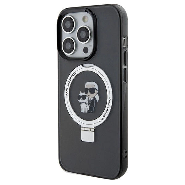 Etui Karl Lagerfeld Ring Stand Karl&Choupettte MagSafe na iPhone 13 Pro Max - czarne