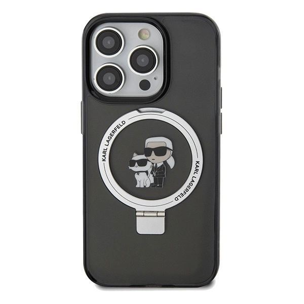 Etui Karl Lagerfeld Ring Stand Karl&Choupettte MagSafe na iPhone 13 Pro Max - czarne