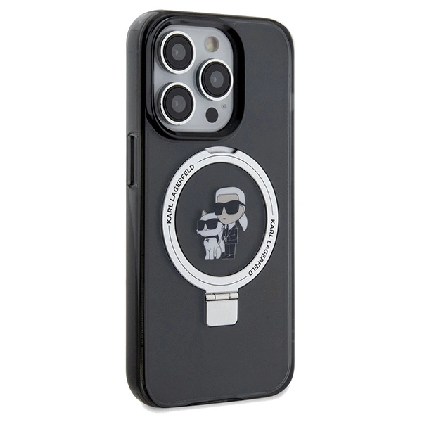 Etui Karl Lagerfeld Ring Stand Karl&Choupettte MagSafe na iPhone 13 Pro Max - czarne