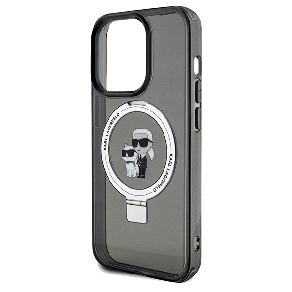 Etui Karl Lagerfeld Ring Stand Karl&Choupettte MagSafe na iPhone 13 Pro Max - czarne