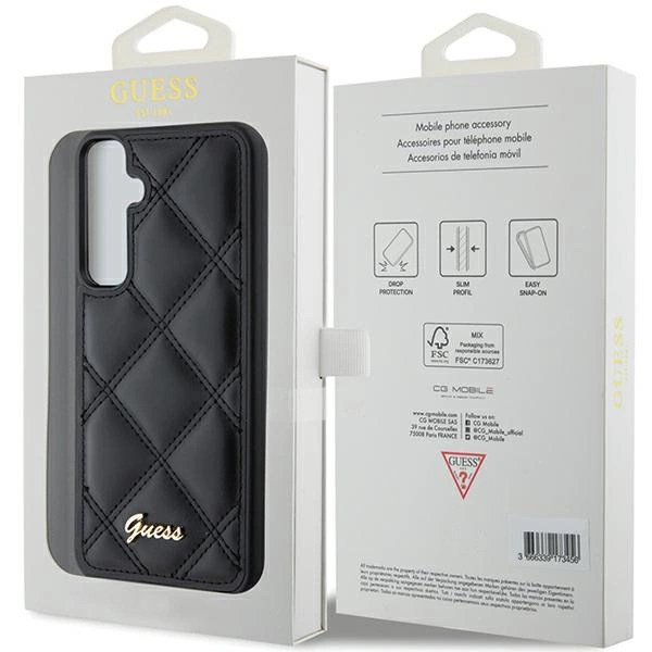 Etui Guess Quilted Metal Logo na Samsung Galaxy S23 FE - czarne