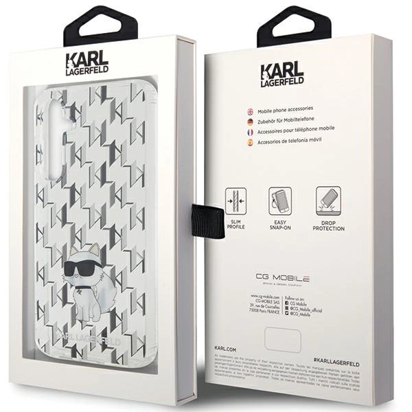 Etui Karl Lagerfeld Monogram Choupette na Samsung Galaxy S23 FE - przezroczyste