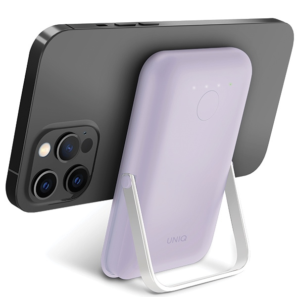 UNIQ Powerbank Hoveo 5000mAh USB-C 20W PD Fast charge Wireless Magnetic liliowy/lilac lavender