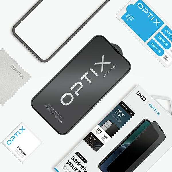 UNIQ Optix Privacy iPhone 15 Plus 6.7" / 14 Pro Max 6.7" prywatyzujące szkło hartowane z aplikatorem