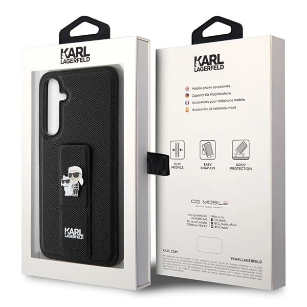 Etui Karl Lagerfeld Gripstand Saffiano Karl&Choupette Pins na Samsung Galaxy S23 FE - czarne