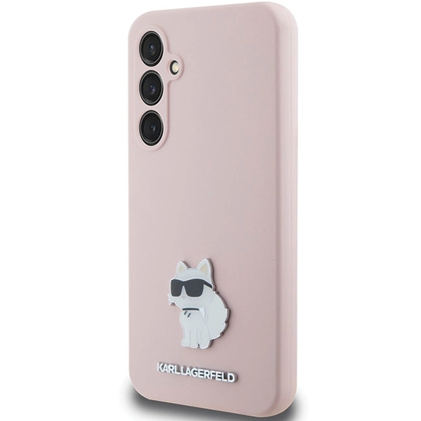Etui Karl Lagerfeld Silicone Choupette Metal Pin na Samsung Galaxy S23 FE - różowe