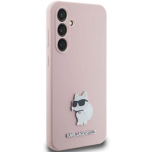Etui Karl Lagerfeld Silicone Choupette Metal Pin na Samsung Galaxy S23 FE - różowe