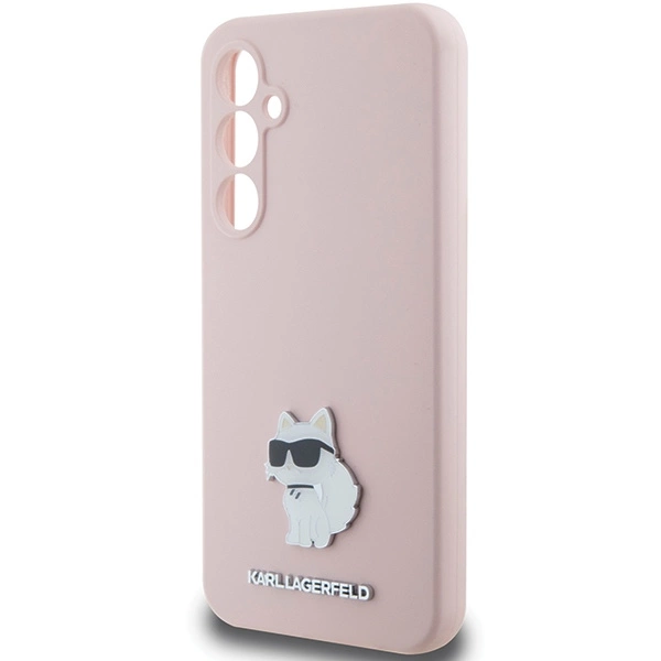 Etui Karl Lagerfeld Silicone Choupette Metal Pin na Samsung Galaxy S23 FE - różowe
