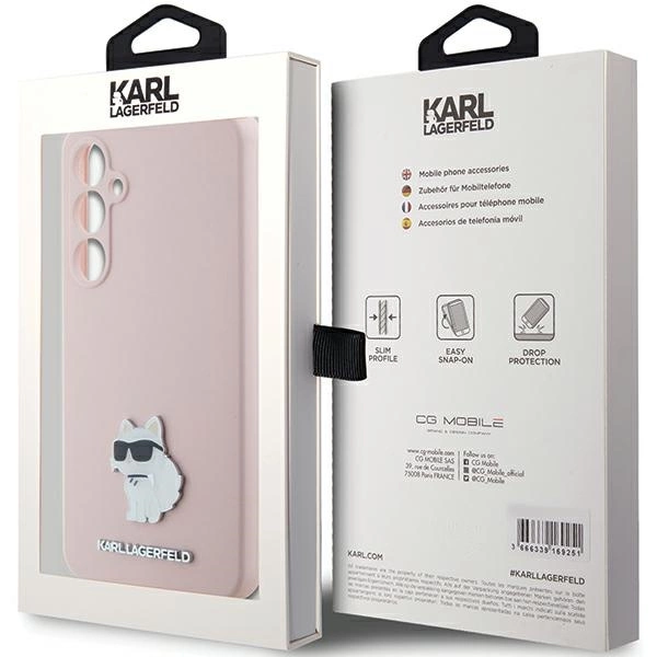 Etui Karl Lagerfeld Silicone Choupette Metal Pin na Samsung Galaxy S23 FE - różowe
