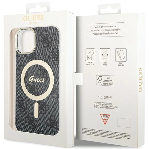 Etui Guess 4G MagSafe na iPhone 15 Plus / 14 Plus - czarne