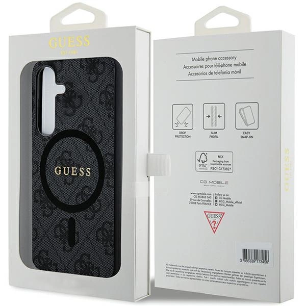 Etui Guess 4G Collection Leather Metal Logo MagSafe na Samsung Galaxy S24 - czarne