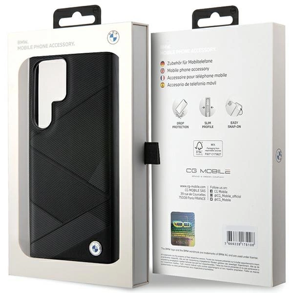 Etui BMW Signature Leather Crossing Lines Pattern na Samsung Galaxy S24 Ultra - czarne