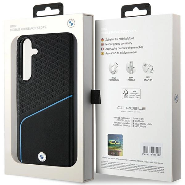 Etui BMW Signature Leather Textured & Line MagSafe na Samsung Galaxy S24+ - czarne