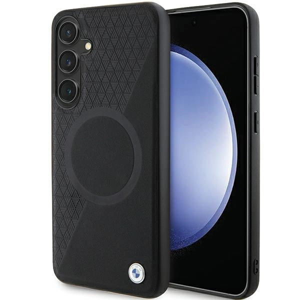 Etui BMW Signature Leather Half Textured & Circle MagSafe na Samsung Galaxy S24 - czarne
