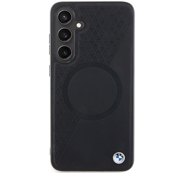 Etui BMW Signature Leather Half Textured & Circle MagSafe na Samsung Galaxy S24 - czarne