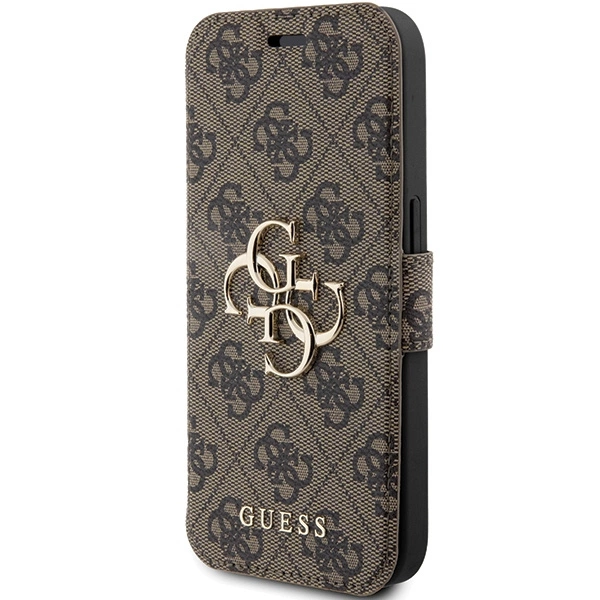 Etui Guess 4G Metal Logo na iPhone 15 Pro - brązowe