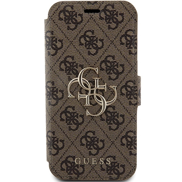 Etui Guess 4G Metal Logo na iPhone 15 Pro - brązowe