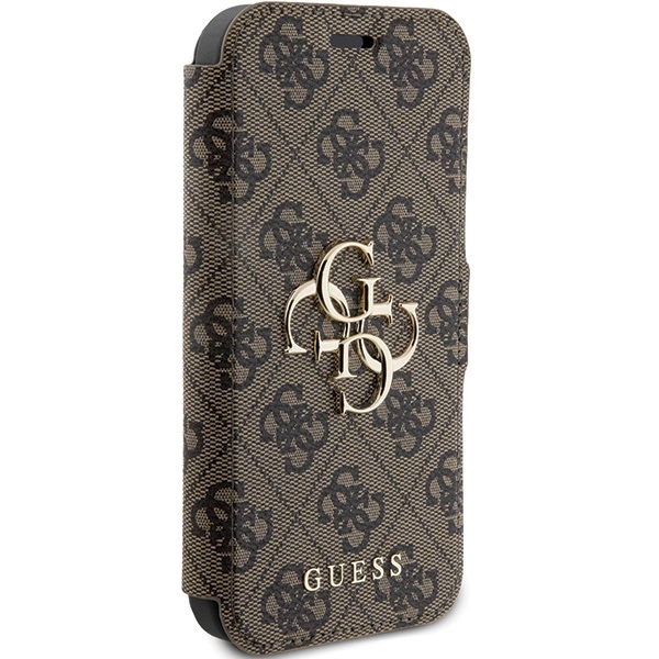 Etui Guess 4G Metal Logo na iPhone 15 Pro - brązowe