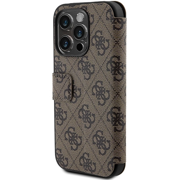 Etui Guess 4G Metal Logo na iPhone 15 Pro - brązowe