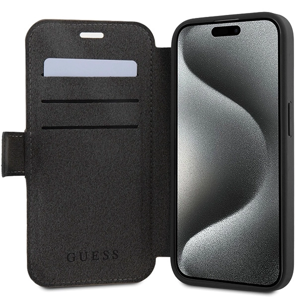 Etui Guess 4G Metal Logo na iPhone 15 Pro - szare