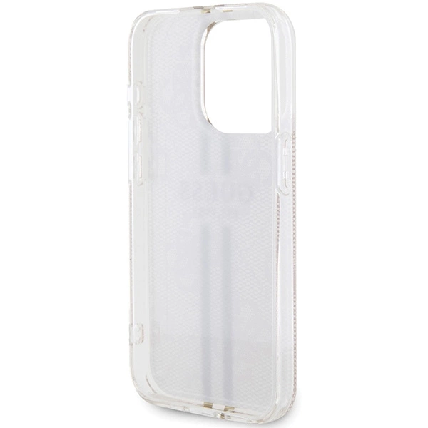 Etui Guess IML 4G Gold Stripe na iPhone 15 Pro - różowe