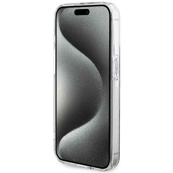 Etui Guess IML 4G Gold Stripe na iPhone 15 Pro - brązowe