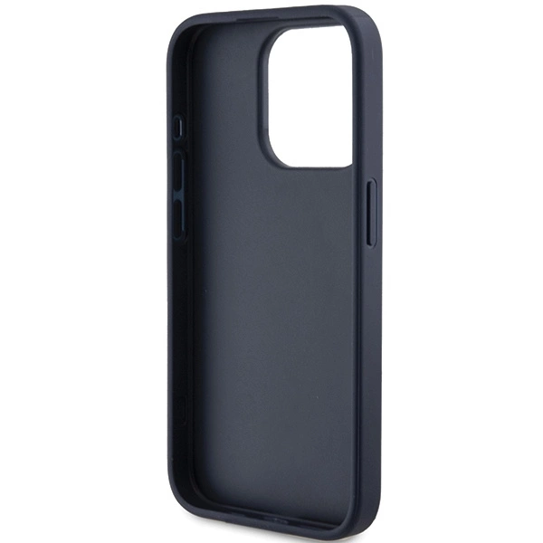 Etui Guess 4G Triangle Metal Logo na iPhone 15 Pro - niebieskie