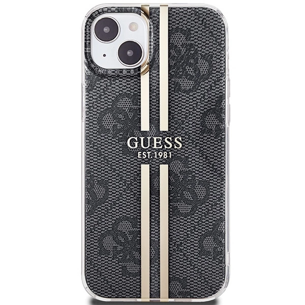 Etui Guess IML 4G Gold Stripe na iPhone 15 Plus / 14 Plus - czarne