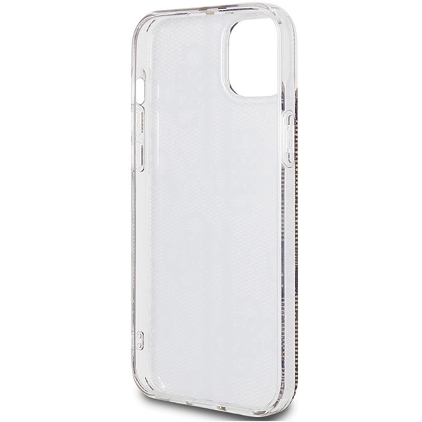 Etui Guess IML 4G Gold Stripe na iPhone 15 Plus / 14 Plus - brązowe