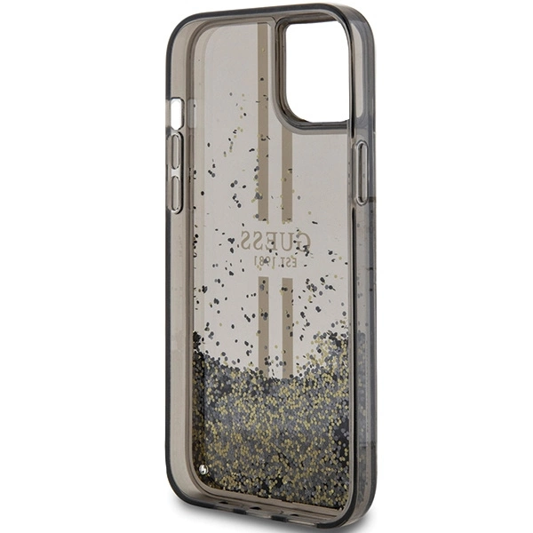 Etui Guess Liquid Glitter Gold Stripes na iPhone 15 Plus / 14 Plus - czarne