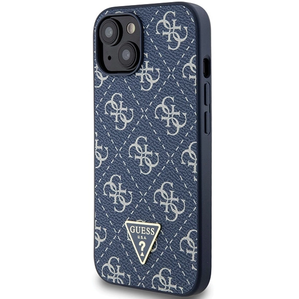 Etui Guess 4G Triangle Metal Logo na iPhone 15 Plus / 14 Plus - niebieskie