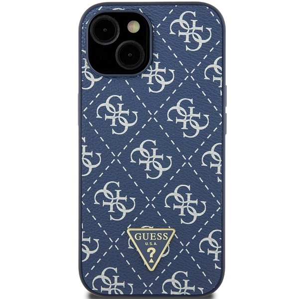 Etui Guess 4G Triangle Metal Logo na iPhone 15 Plus / 14 Plus - niebieskie